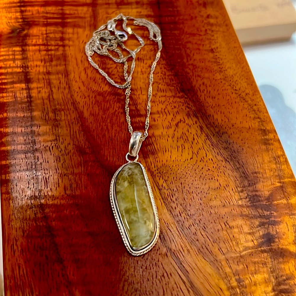 Genuine Prehnite Stone Pendant